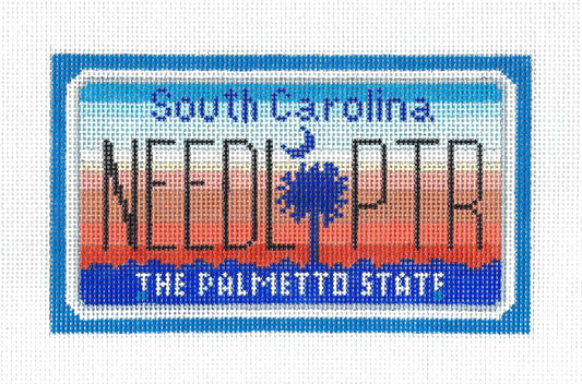 SOUTH CAROLINA "NEEDL PTR" License Plate handpainted Needlepoint Canvas by Starke Art from CBK