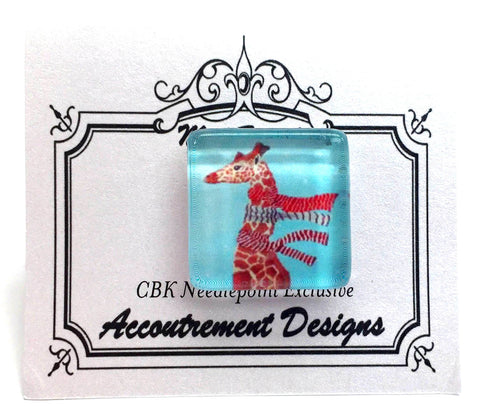 Magnet ~ Giraffe with Scarfs Magnet Glass Needle Holder for Needlepoint & Sewing by Scott Church