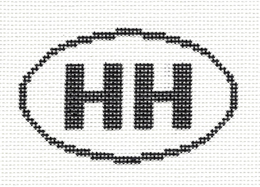 Sign Oval ~ "HH" Hilton Head, South Carolina 13 mesh handpainted Needlepoint Canvas by Silver Needle