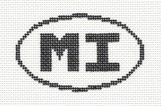 Sign Oval ~ "MI" Marco Island, Florida handpainted Needlepoint Canvas by Silver Needle