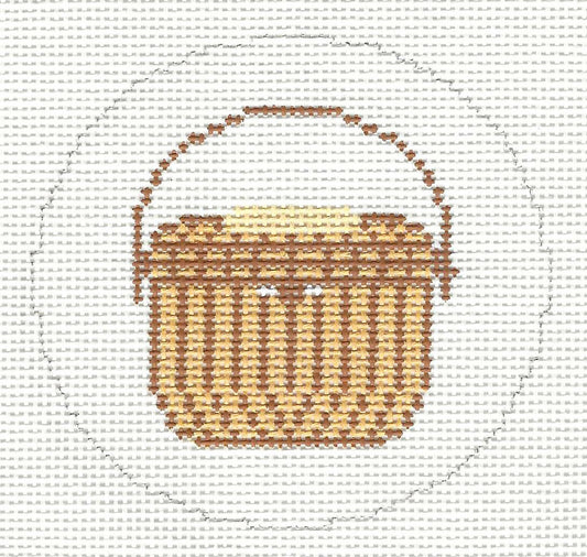 Canvas ~ Nantucket Basket 3.25" Ornament handpainted Needlepoint Canvas by Silver Needle