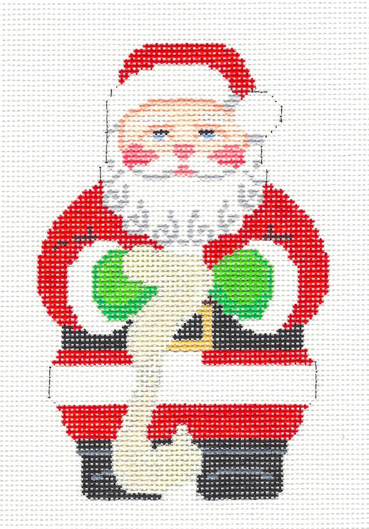 Christmas ~ Santa Claus Checking his List Ornament handpainted Needlepoint Canvas by Susan Roberts