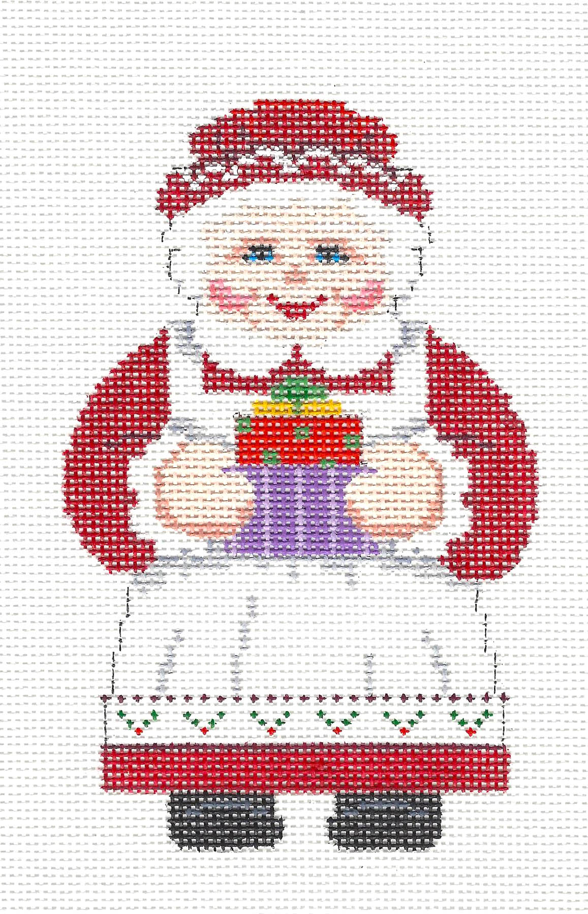 Christmas ~ Mrs. Claus with Gifts Ornament handpainted Needlepoint Canvas  by Susan Roberts