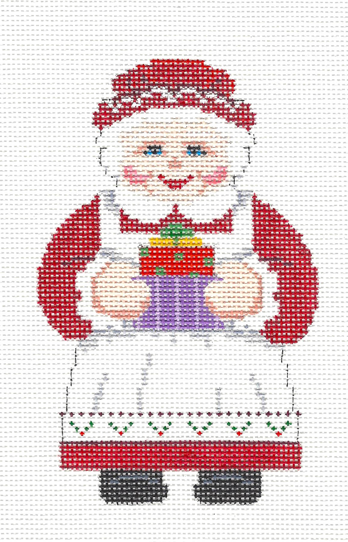 Christmas ~ Mrs. Claus with Gifts Ornament handpainted 18 Mesh Needlepoint Canvas by Susan Roberts
