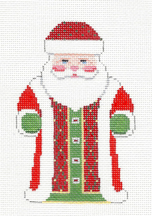 Santa~ Long Red Coat Santa hand painted needlepoint canvas by Susan Roberts