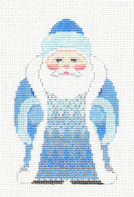 Santa~Santa in Blue Coat handpainted Needlepoint Canvas~by Susan Roberts