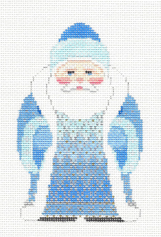 Santa ~ Santa in Blue Coat handpainted 18 Mesh Needlepoint Canvas by Susan Roberts