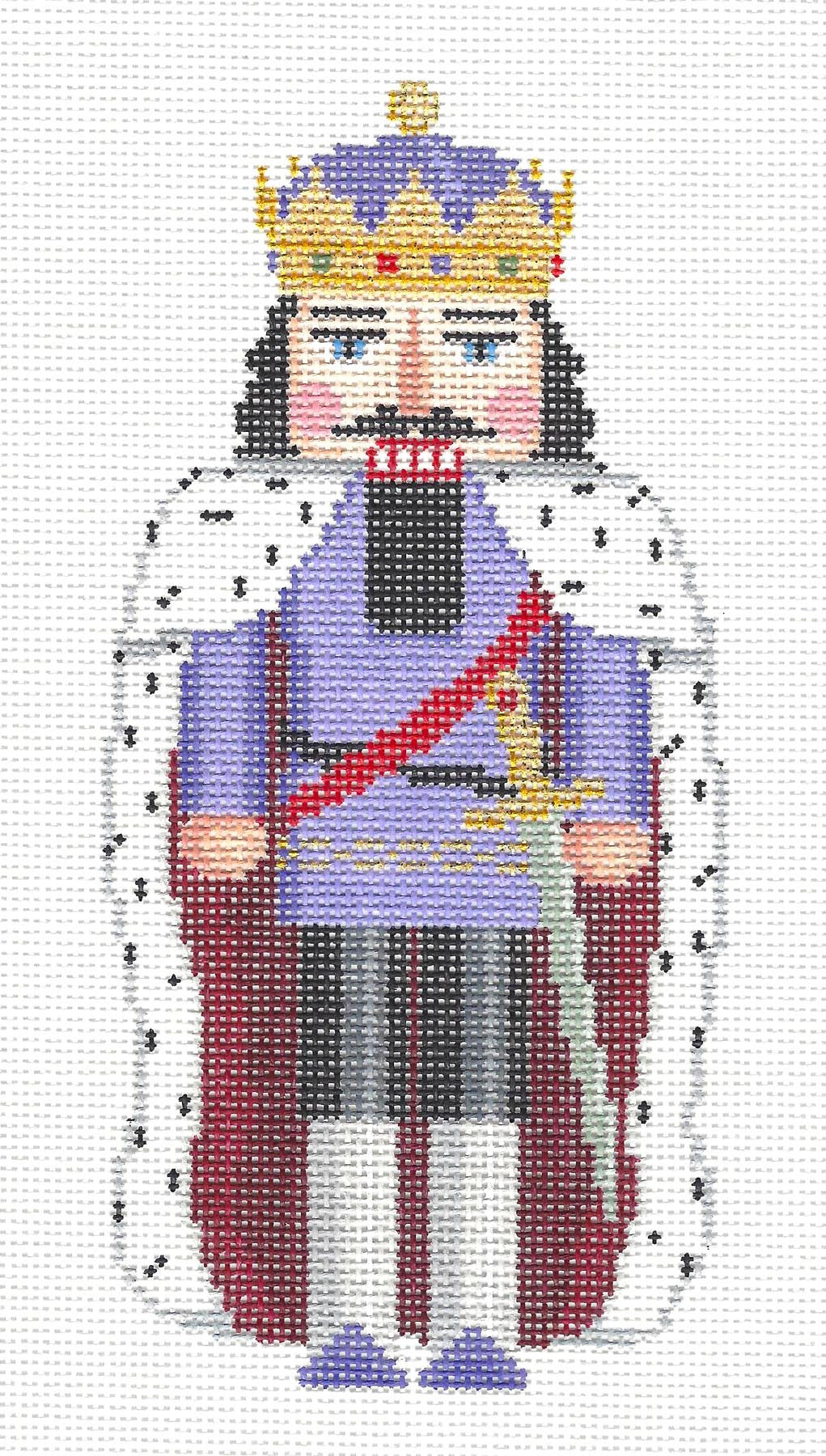 Nutcracker~King Arthur Ornament handpainted Needlepoint Canvas~by Susan Roberts *MAY NEED TO BE SPECIAL ORDERED*