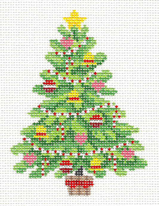 Christmas ~ Christmas Tree Elegantly Decorated with Ornaments, Candy Canes & Garland handpainted Needlepoint Canvas by Susan Roberts