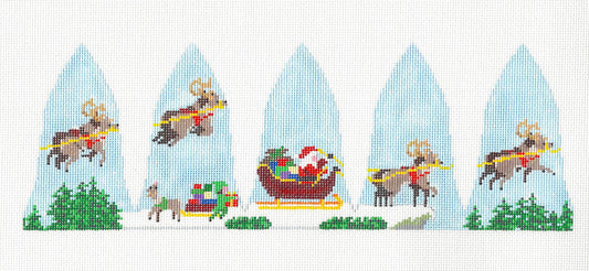 3D Flying Santa Dash Away handpainted Needlepoint Canvas~ by Susan Roberts