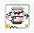 Southwest ~ Quail Pot with Southwestern Border handpainted Needlepoint Canvas by Jinice from Danji