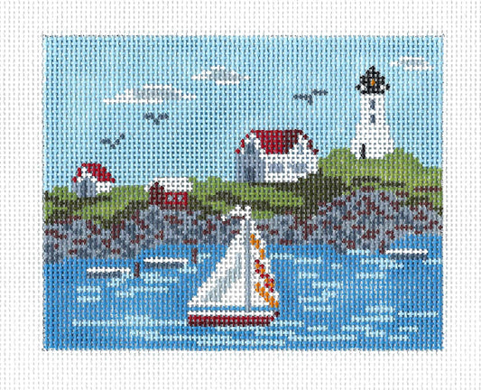 "Seaside Summer Sail" handpainted 13 mesh Needlepoint Canvas by Needle Crossings