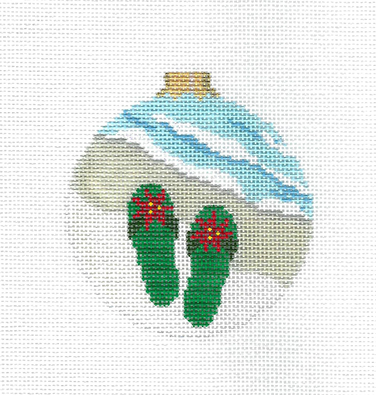 Christmas ~ Poinsettia Flip Flops by the Sea Ornament 18 Mesh handpainted Needlepoint Canvas by Susan Roberts