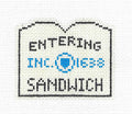 Travel Sign ~ SANDWICH, CAPE COD, MASS. SIGN Ornament HP 18 Mesh Needlepoint Canvas by Silver Needle