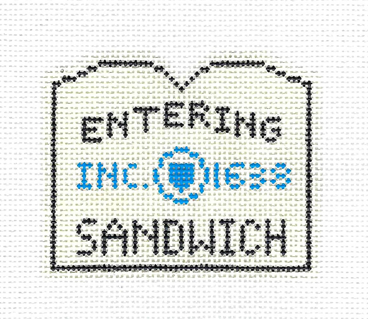 Travel Sign ~ SANDWICH, CAPE COD, MASS. SIGN Ornament HP 18 Mesh Needlepoint Canvas by Silver Needle