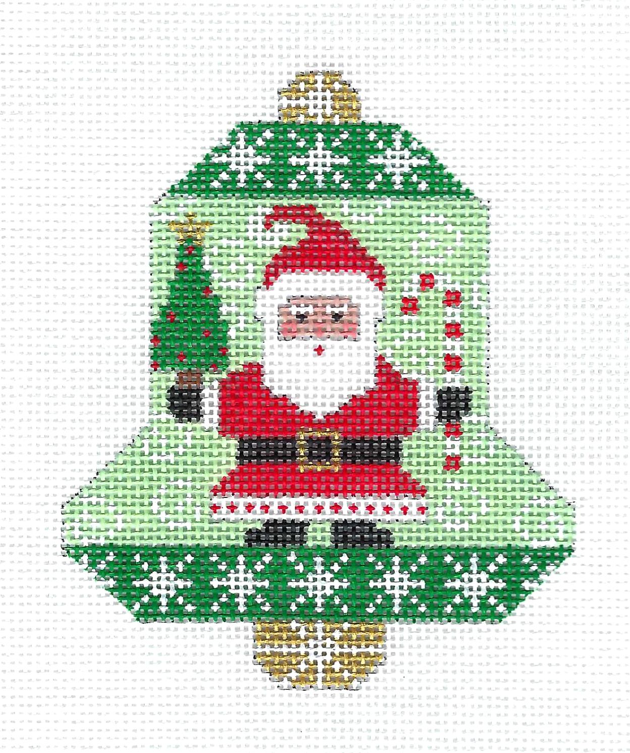 Santa Bell Note Christmas ~ Christmas Santa Bell handpainted Needlepoint Ornament by C ...