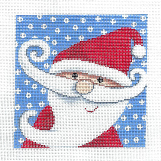 Christmas ~ Many Faces of Santa #45 handpainted  5"X 5" on 18 Mesh Needlepoint Canvas by LEE Needle Art
