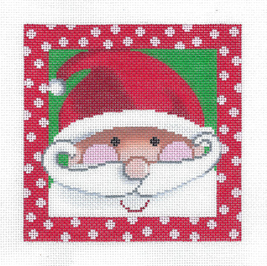 Christmas ~ Many Faces of Santa #46 handpainted  5"X 5" on 18 Mesh Needlepoint Canvas by LEE Needle Art