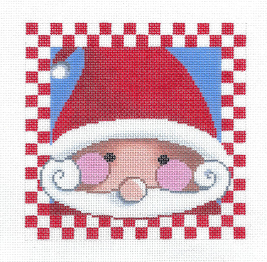 Christmas ~ Many Faces of Santa #47 handpainted  5"X 5" on 18 Mesh Needlepoint Canvas by LEE Needle Art