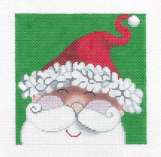 Christmas ~ Many Faces of Santa #50 handpainted  5"X 5" on 18 Mesh Needlepoint Canvas by LEE Needle Art