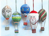 3-D Ornament ~ 3-D Scallop Jewels Hot Air Balloon w/ Basket handpainted Needlepoint Canvas by Susan Roberts