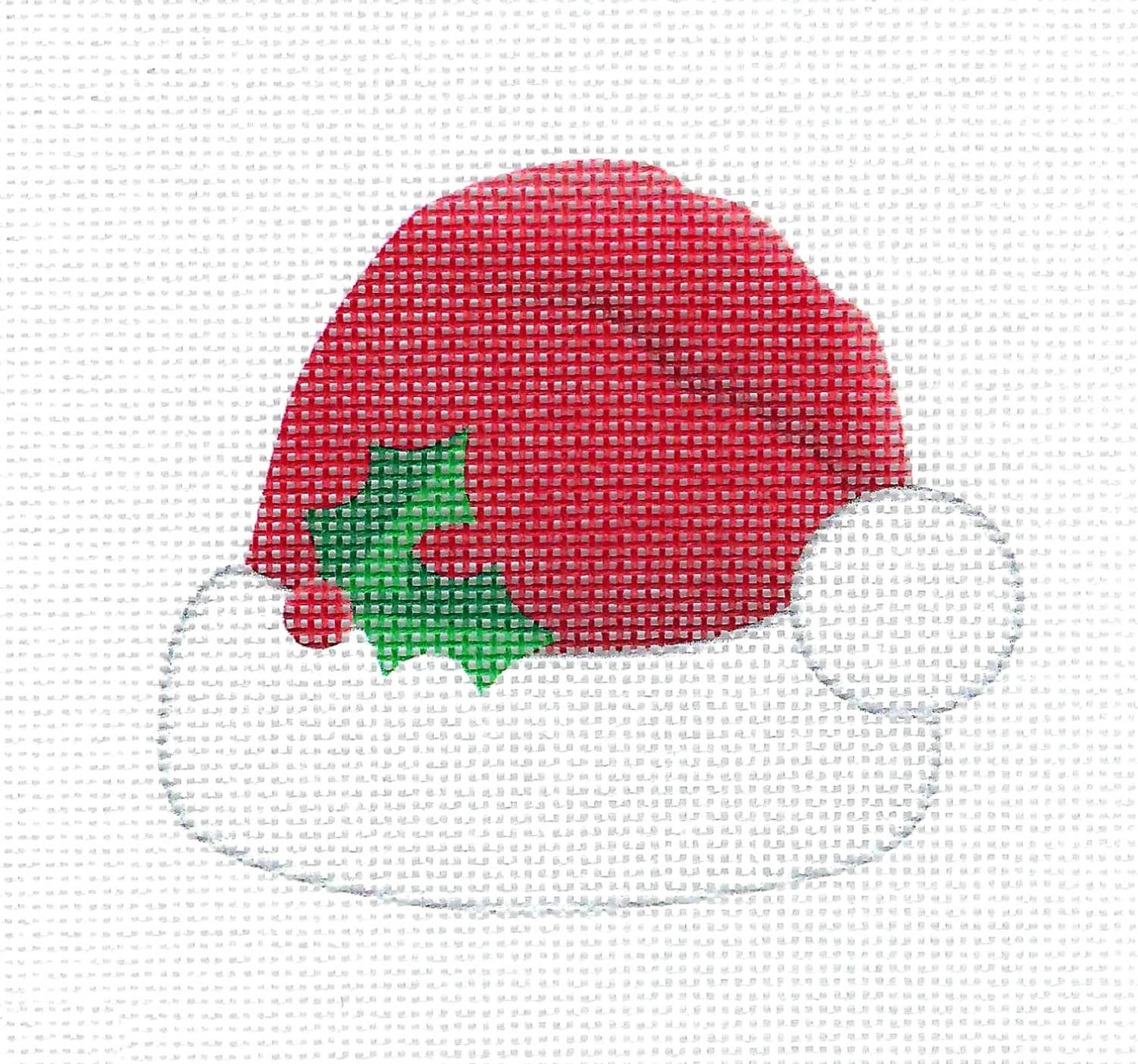 Christmas ~ Santa's Red Hat with Holly handpainted Needlepoint Ornament canvas by Pepperberry