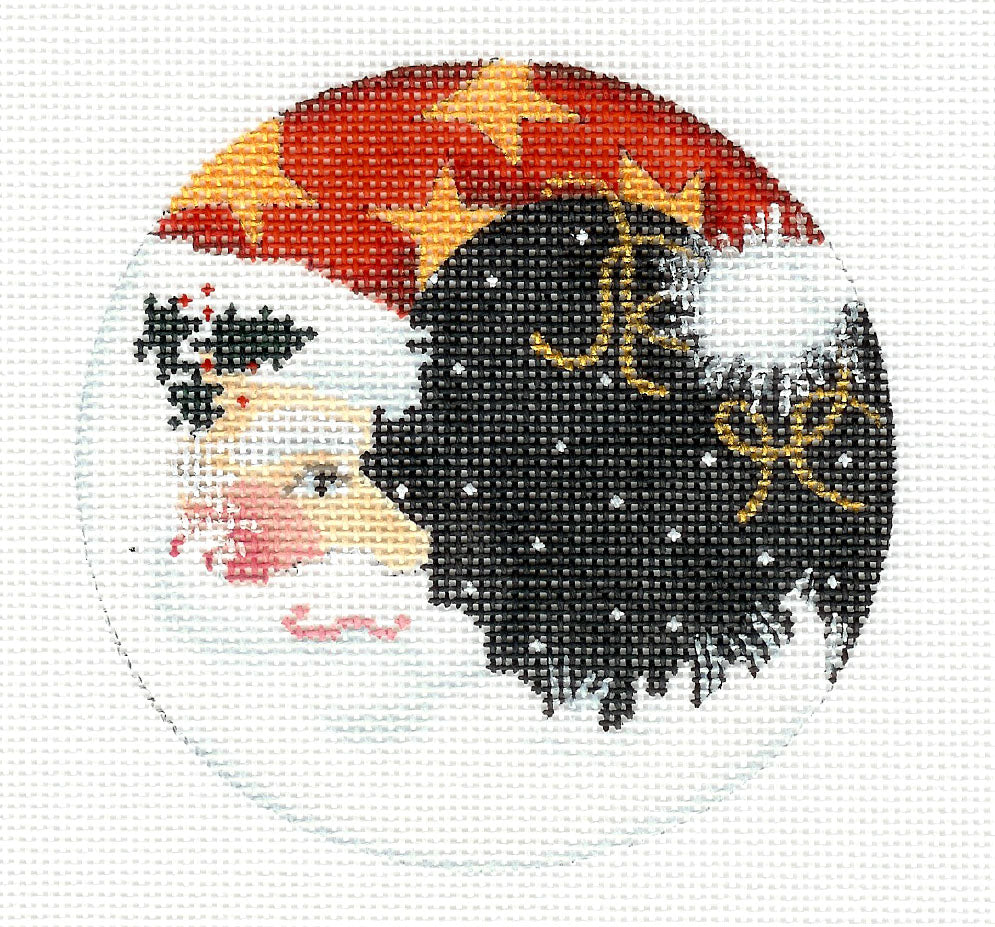 Christmas ~ SANTA CRESCENT MOON 4" Rd handpainted Needlepoint Canvas by Associated Talents