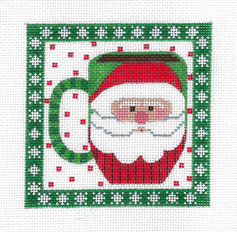 Christmas ~ Santa Mug Coaster  4" Square handpainted Needlepoint Canvas by CH Designs from Danji