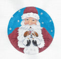 Christmas ~ Santa Holding a Puppy Ornament 18 Mesh handpainted 5" Rd. Needlepoint Ornament Canvas by Ginny Diezel from CBK