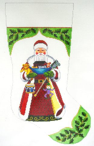 Stocking~Noah's Ark and Holly Stocking handpainted Needlepoint Canvas~by Susan Roberts