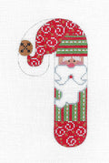 Candy Cane ~ Santa in Red & Green Med. Candy Cane handpainted Needlepoint Canvas CH Designs ~ Danji