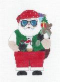 Christmas ~ Motorcycle Santa handpainted Needlepoint Ornament Canvas by Susan Roberts