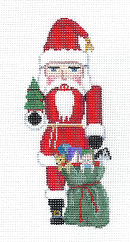 Christmas Nutcracker ~ Nutcracker Santa with Toy Bag & Tree Ornament handpainted Needlepoint Canvas by Susan Roberts