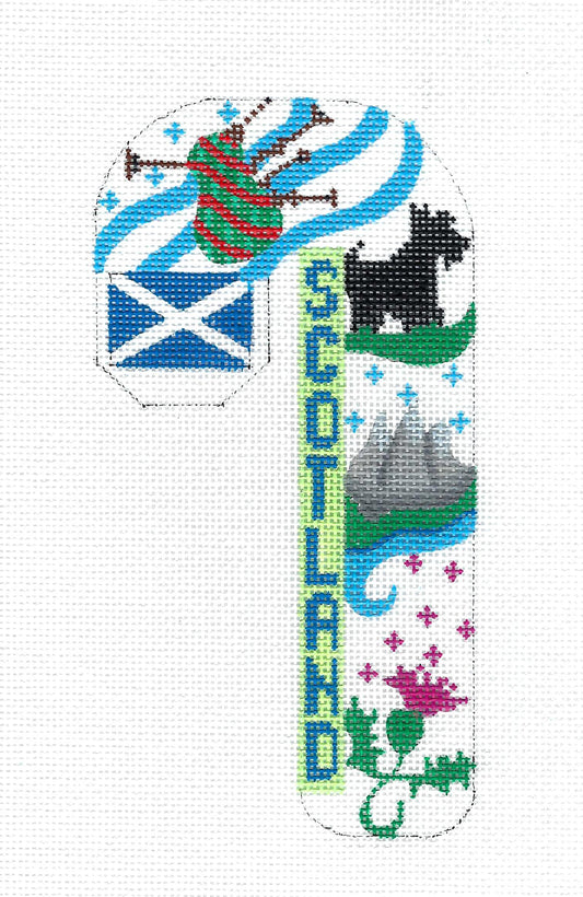 Candy Cane ~ SCOTLAND Large Candy Cane handpainted Needlepoint Canvas CH Designs from Danji