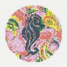 Round ~ Tropical Paradise Sea Horse Ornament handpainted Needlepoint Canvas  by Danji Designs