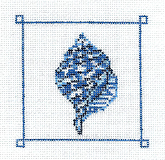 Shell ~ Marine Blue Tulip Shell handpainted Needlepoint Ornament by Kelly Clark