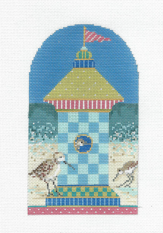 Kelly Clark ~ Birdhouse Sandpiper Seaside Summer House handpainted Needlepoint Canvas by Kelly Clark