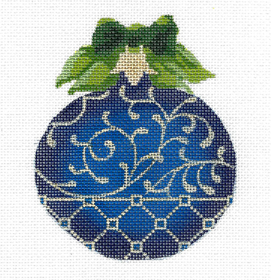 12 Months ~ Sapphire & Gold SEPTEMBER Monthly Ornament & Stitch Guide HP Needlepoint Canvas by Kelly Clark