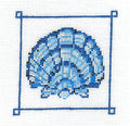 Shell ~ Blue Banded Scallop Shell handpainted Needlepoint Ornament Canvas by Kelly Clark