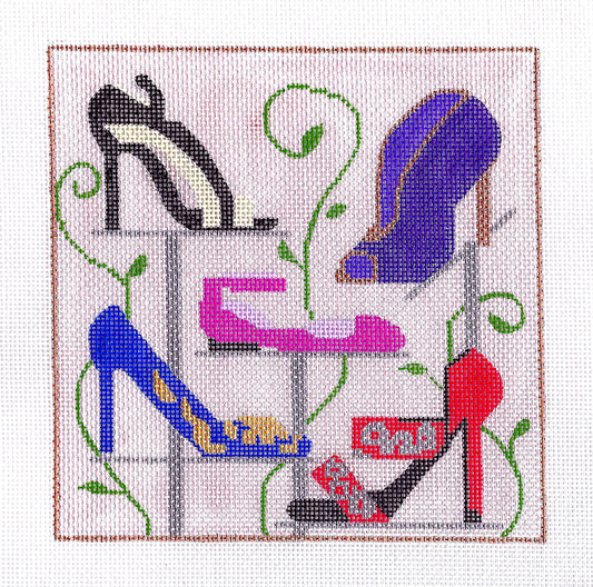 Windows of Milan ~ SHOES ~ handpainted 18 Mesh  Needlepoint Canvas by Melissa Prince