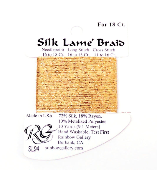 Silk Lame' Braid ~ "True Gold" #SL94 Silk Lame' Braid 10 Yd. Needlepoint Braid by Rainbow Gallery