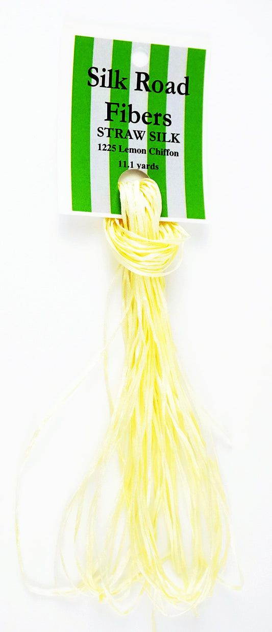 STRAW SILK #1225  Lemon Chiffon  11.1 Yard Skein Hand Overdyed for Needlepoint by Silk Road Fibers