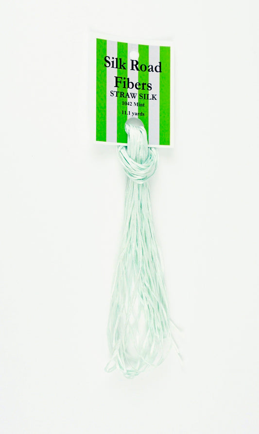 STRAW SILK ~ MINT #1042 11.1 Yard Skein of Stitching Fiber for Needlepoint by Silk Road Fibers