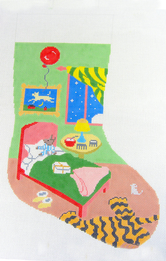 Child's Christmas Stocking ~ Goodnight Moon Christmas LG. Stocking handpainted Needlepoint Canvas by Silver Needle
