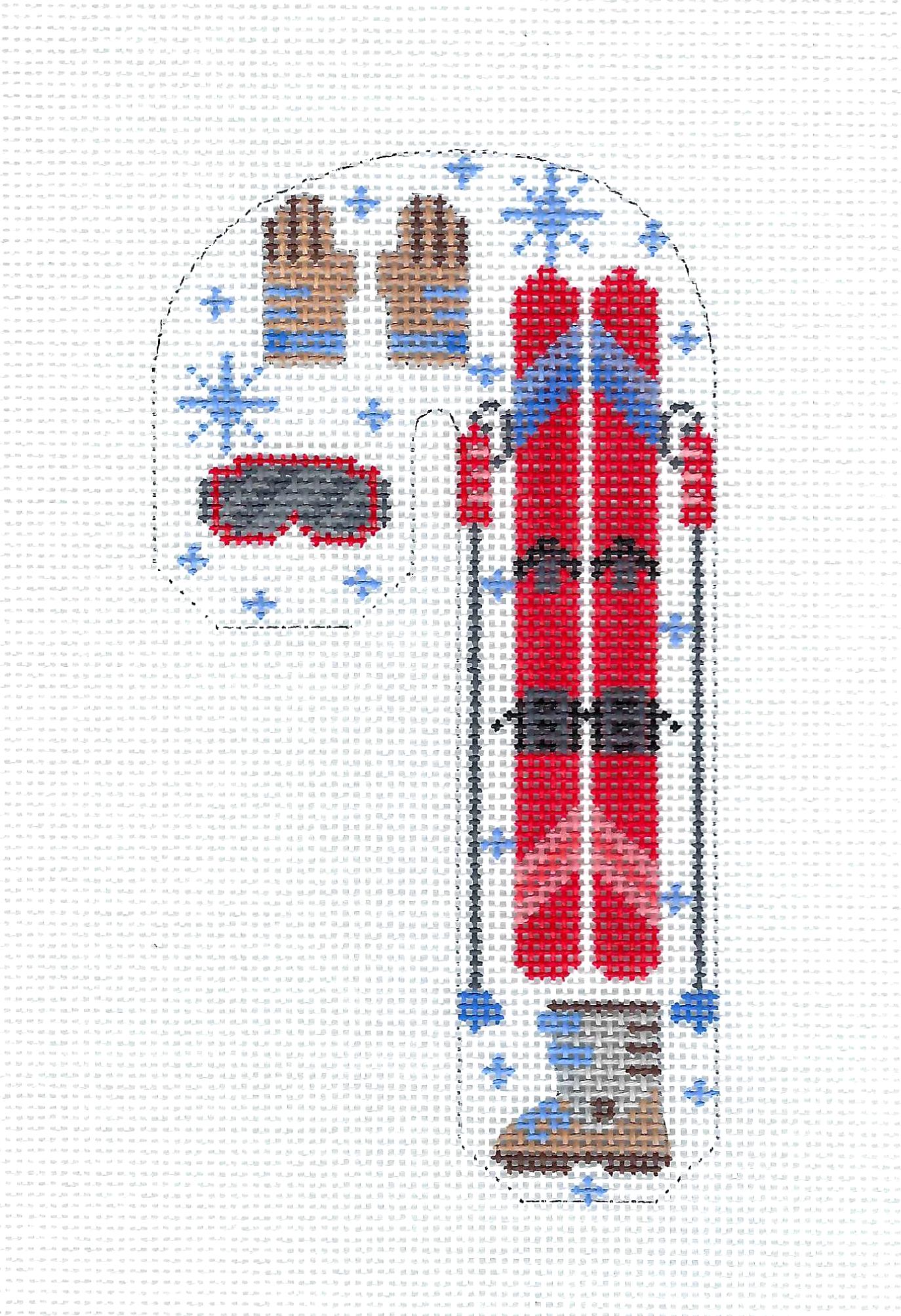 Sports ~ WINTER SKIING Sports Medium Candy Cane 18 mesh handpainted Needlepoint Canvas by CH Designs ~Danji
