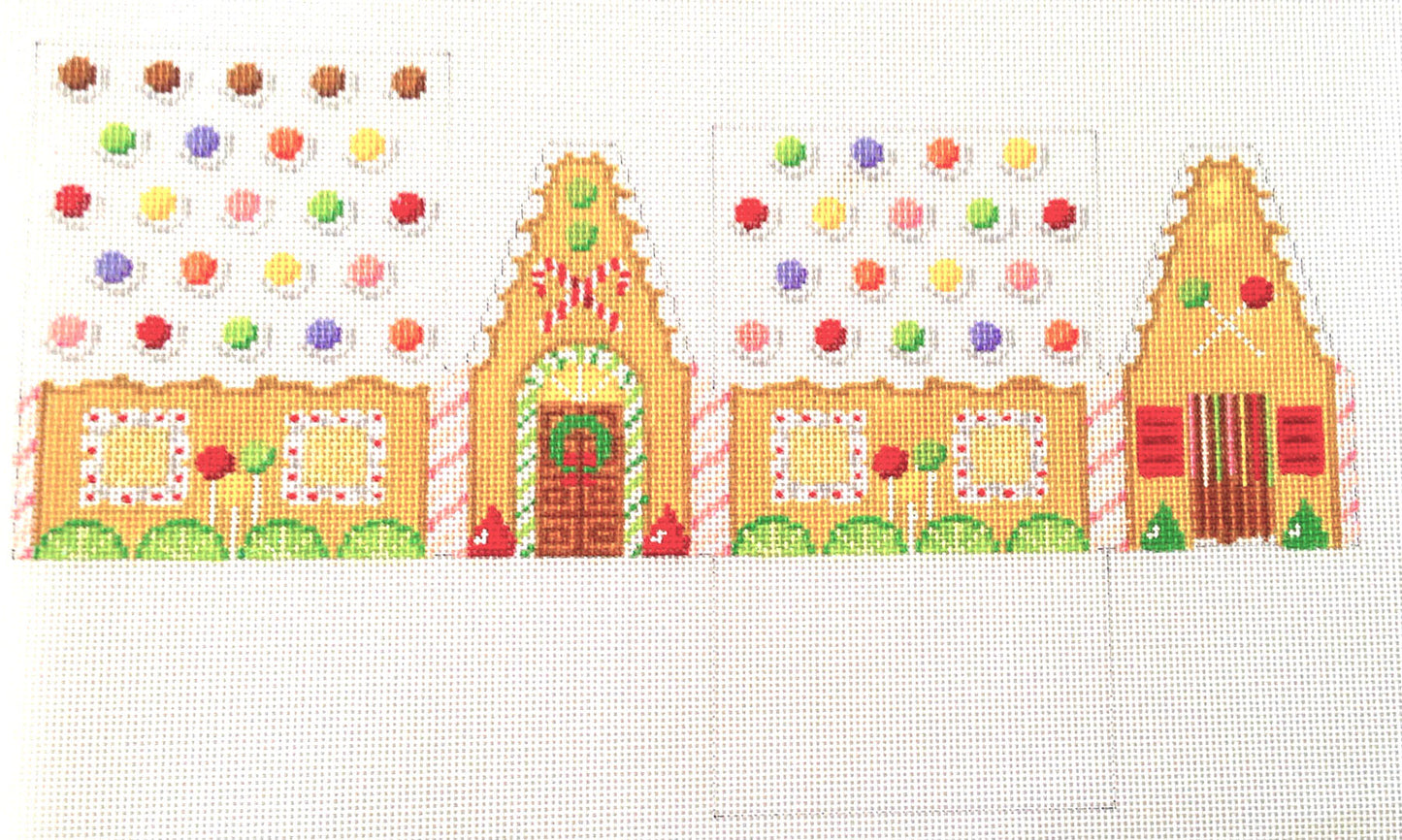3-D Ornament ~ Skittles & Lime Slice 3-D Gingerbread House  Needlepoint Ornament by Susan Roberts