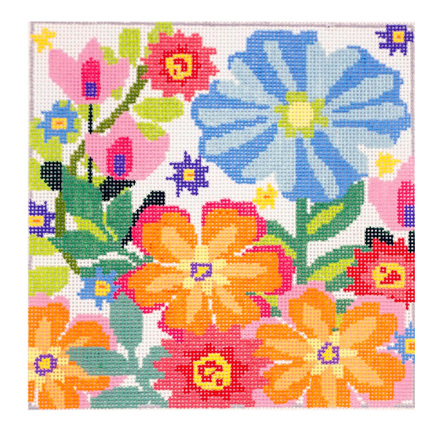 Fantasy Garden #4 ~ 8" Square handpainted Design on 13 mesh Needlepoint Canvas by Jean Smith