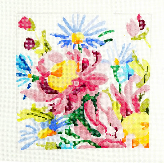 Small Loving Bouquet #2 ~ 8" Sq. Floral handpainted 13 mesh Needlepoint Canvas by Jean Smith