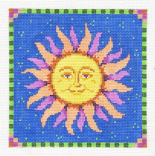 Canvas ~ Smiling Sun 5" Square handpainted Needlepoint Canvas by Susan Roberts