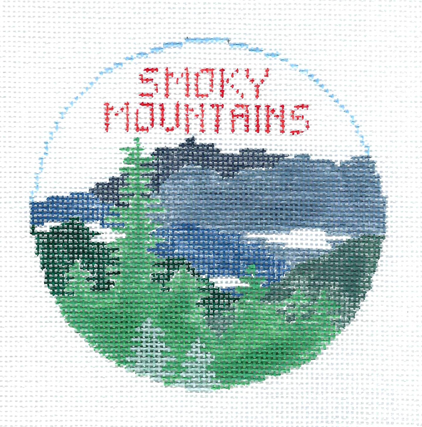 Travel Round ~ Smoky Mountains National Park handpainted Needlepoint Canvas by Kathy Schenkel